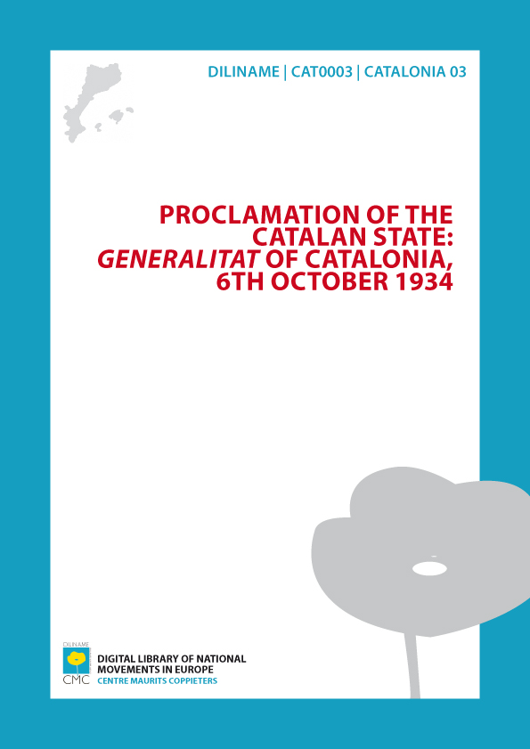 Proclamation of the Catalan state: Generalitat of Catalonia (1934)
